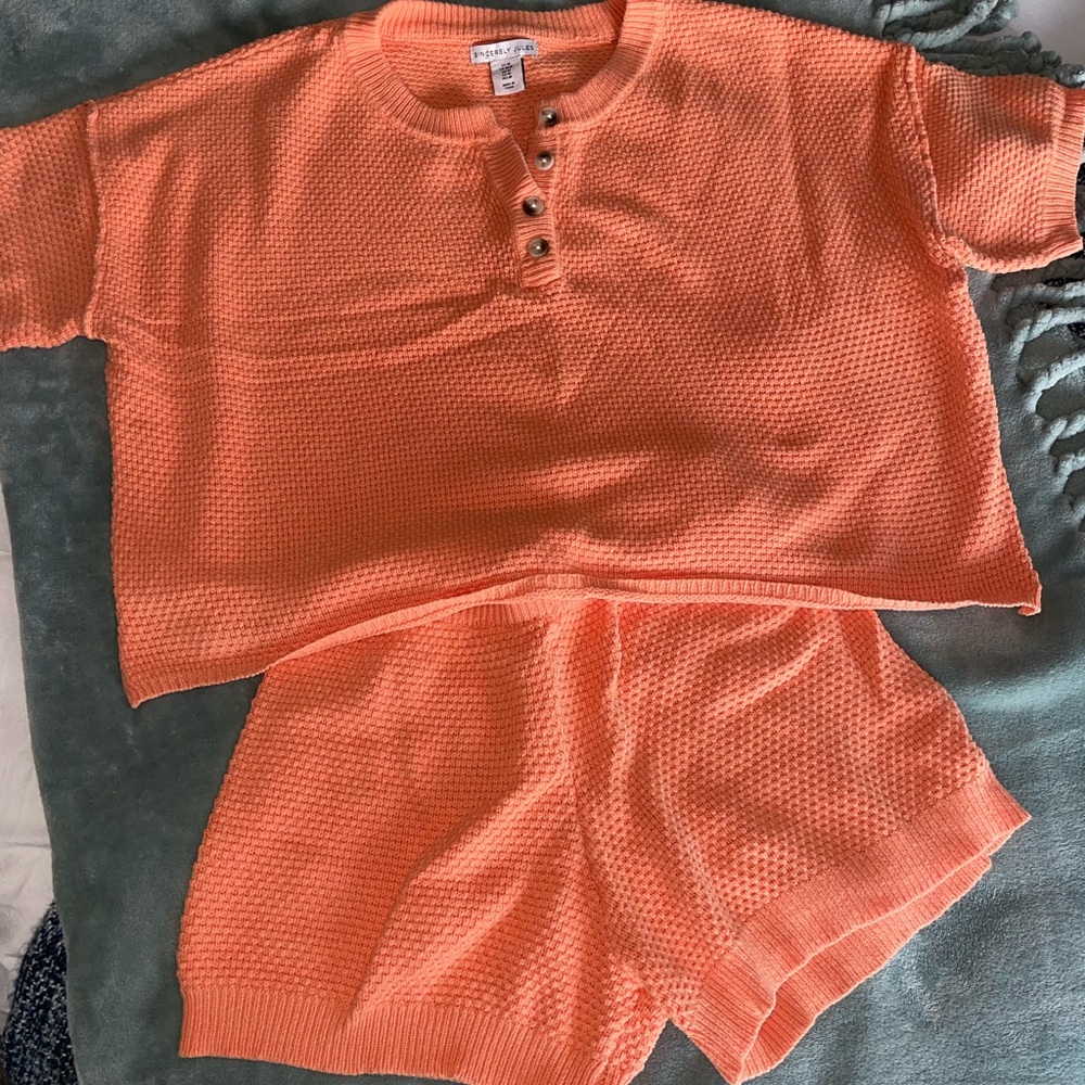 Orange Knit Two-Piece Set
